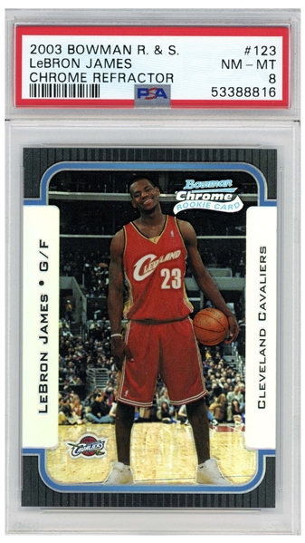LeBron James 2003 Bowman R&S Chrome Refractor Rookie Card #123 -- PSA Graded Near Mint-Mint 8